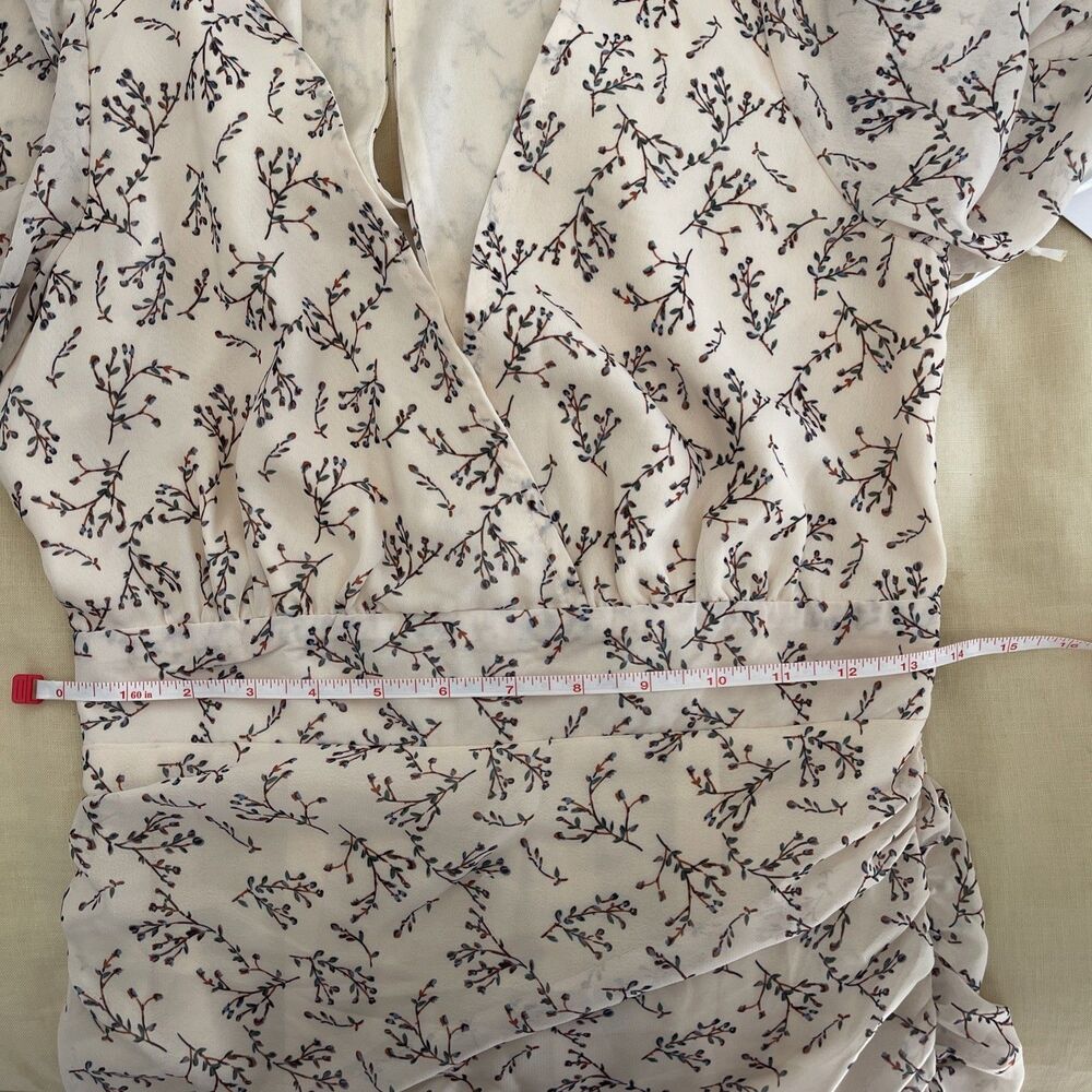 NEW Rosevelvet Ruched Belted Faux Wrap Top Mini Sexy Party Dress S - Picture 15 of 16